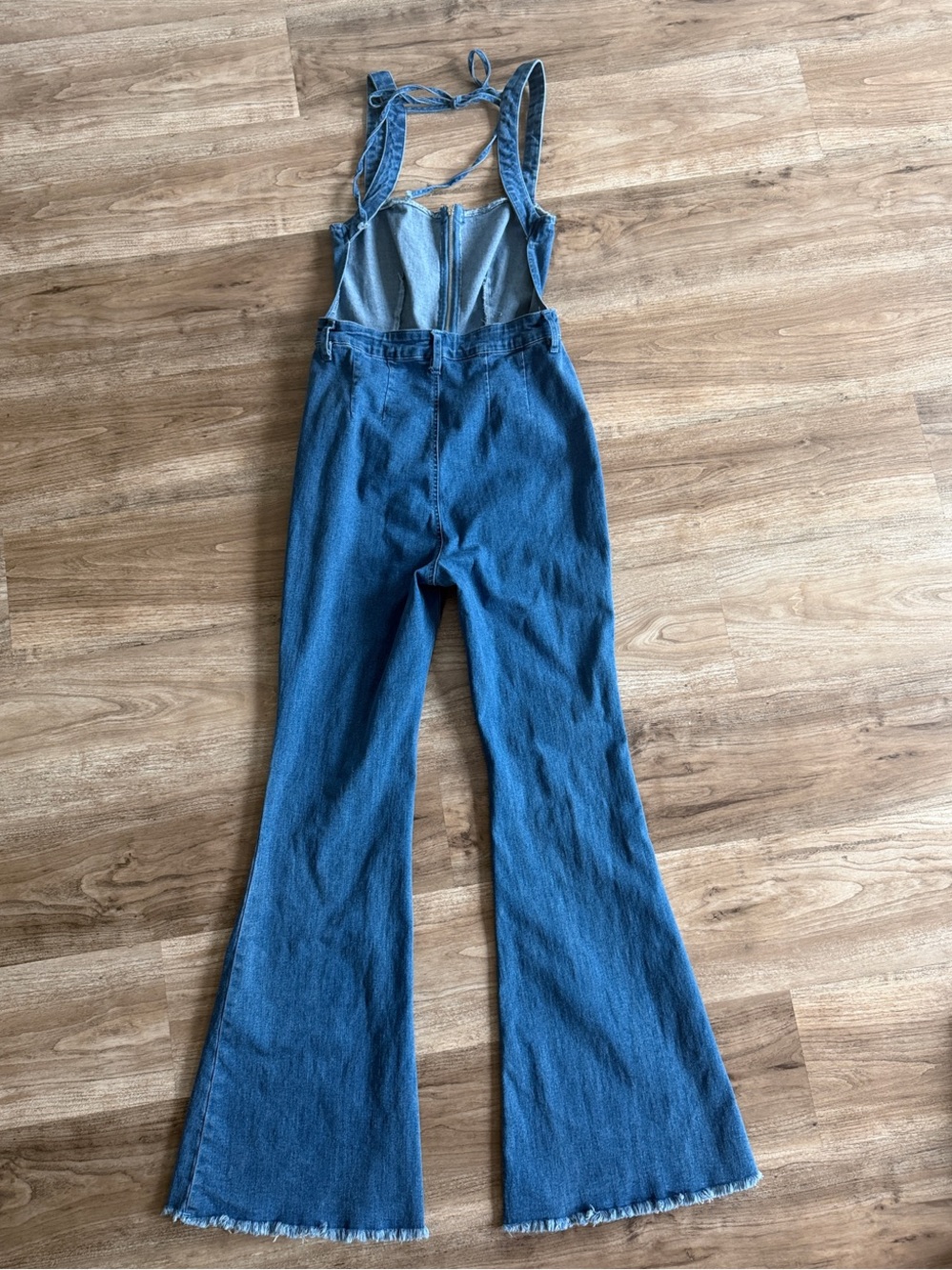 Windsor Blue Denim Zip-Front Flare Jumpsuit - Picture 7 of 7